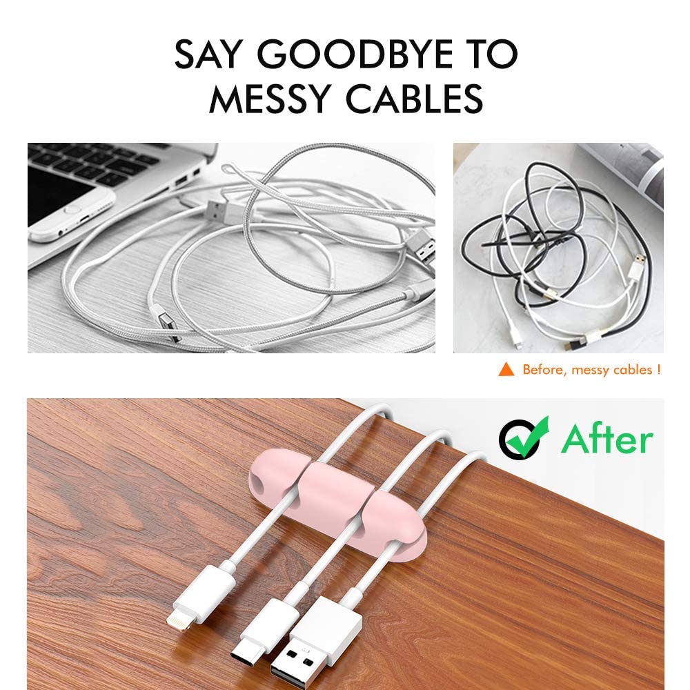 Cord Holders for Desk – 4-Slot Cable Organizer Clips (3-Pack)