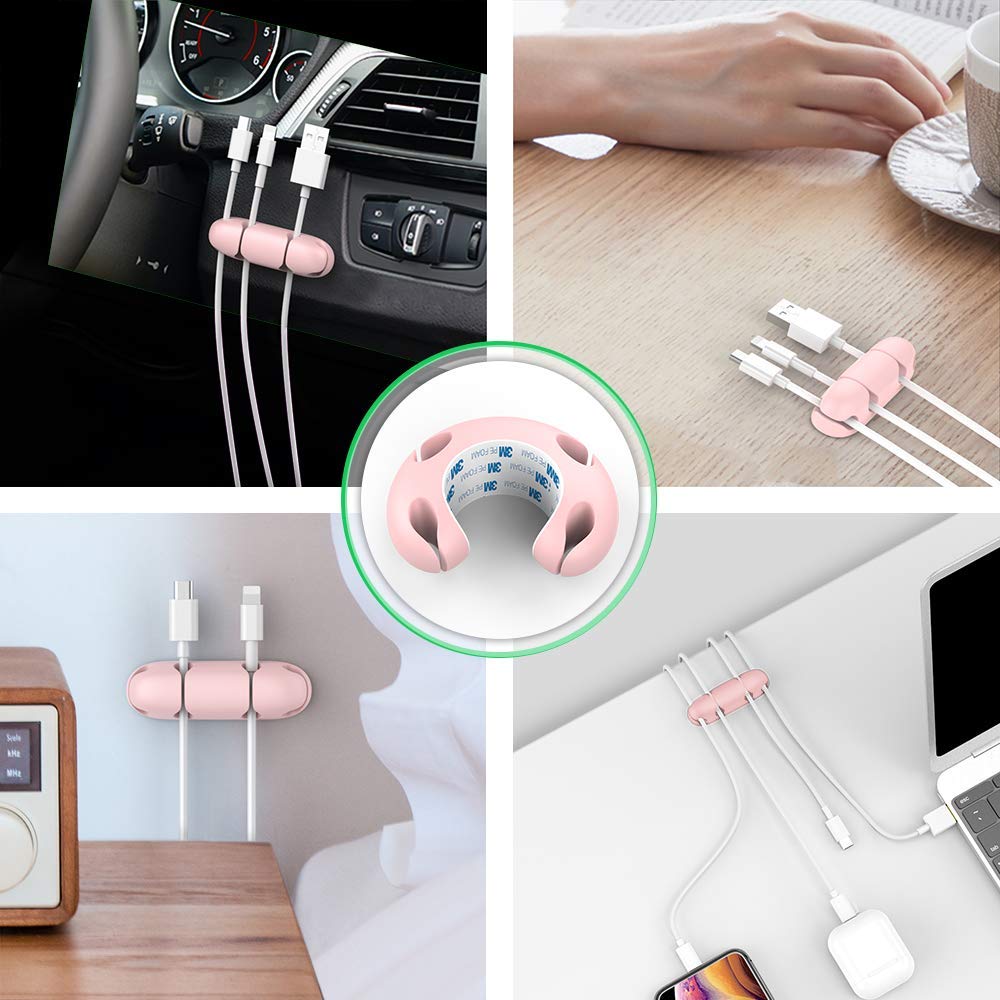 Cord Holders for Desk – 4-Slot Cable Organizer Clips (3-Pack)