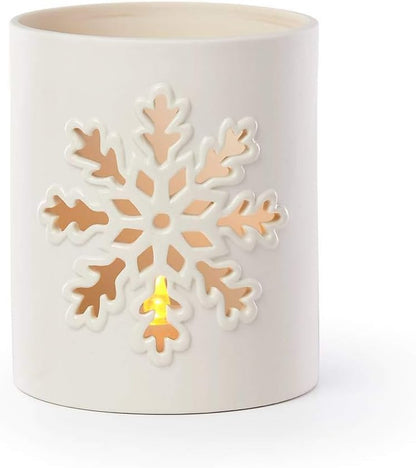 Medium Snowflake Votive, 1.35 LB, Ivory