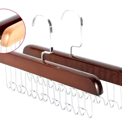 1Pc Solid Wood Clothes Drying Rack 8 Hooks Multi Purpose Clothes and Pants Hooks Portable Home Apartment Clothes Hanger