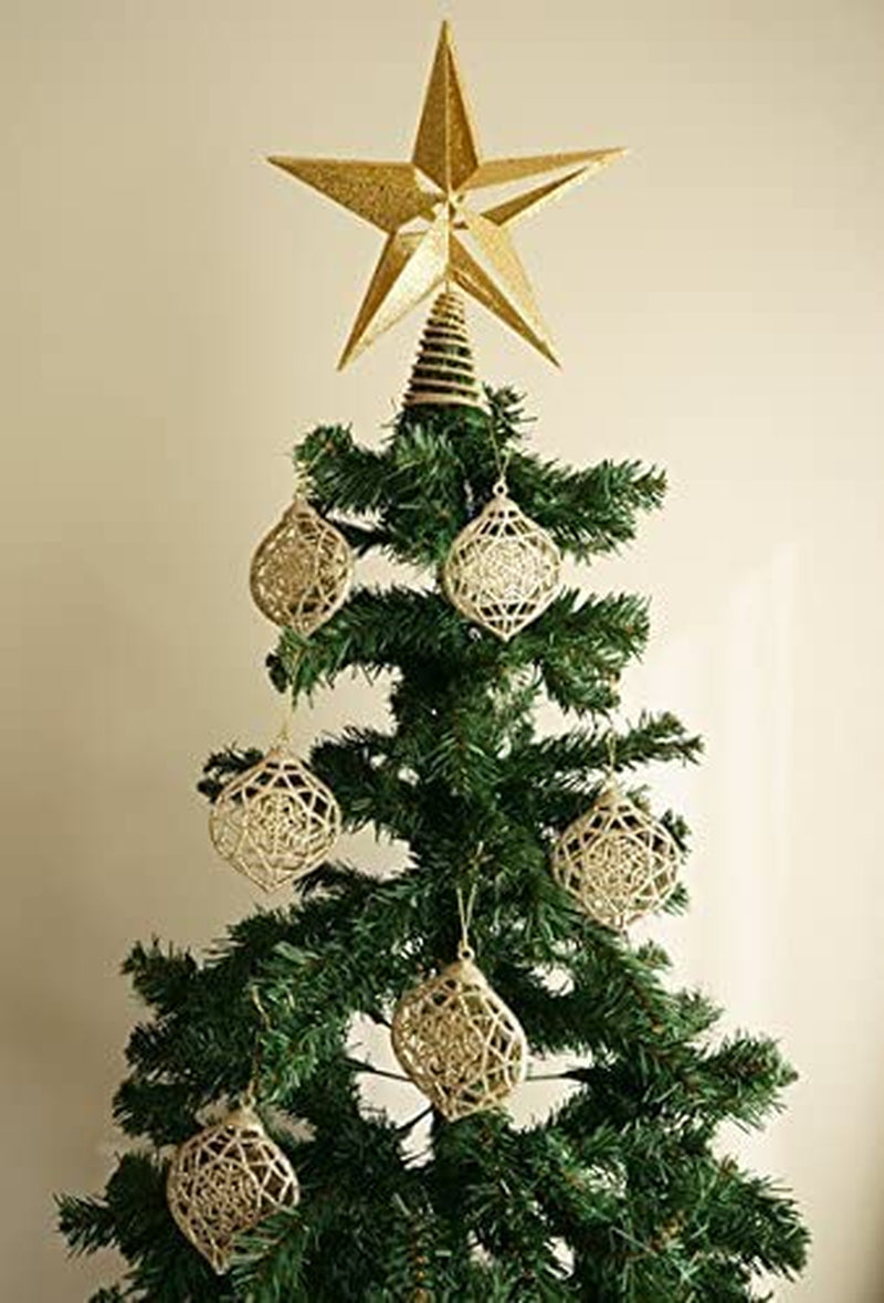 10 Inch Gold Glittered Large Filigree Christmas Star Tree Topper Star for Large Tree 6 Feet-8 Feet Tall/Home Decor Ornaments (Gold)