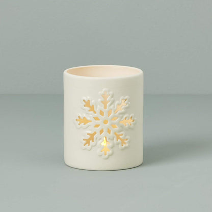 Medium Snowflake Votive, 1.35 LB, Ivory