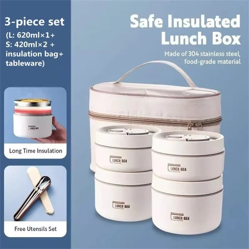 Lunch Box Portable Insulated Lunch Container Set Stackable Bento Stainless Steel Lunch Container Outdoor Picnic Box