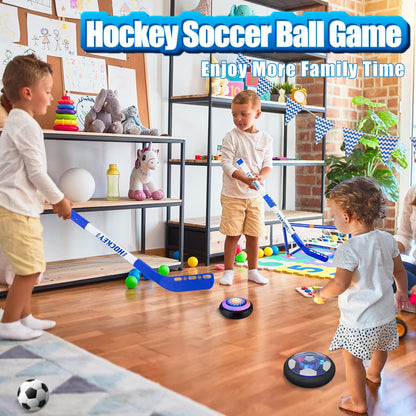 Hover Soccer Ball, 3-In-1 Indoor and Outdoor Soccer Ball, Hover Hockey Set for Kids Ages 3 4 5 6 7 8-12, Rechargeable LED Birthday Gift Soccer Games Toys for Boys