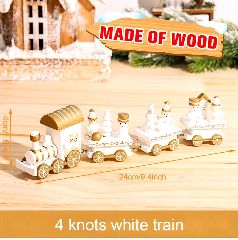 Christmas Wooden Train 2023 Xmas Ornament Merry Christmas Decorations for Home Cristmas Navidad Noel Gifts Happy New Year 2024