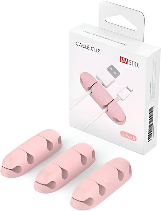 3 Pack Cord Holders for Desk, Strong Adhesive Cord Keeper Cable Clips Organnizer for Organizing USB Cable/Power Cord/Wire Home Office and Car(Pink)