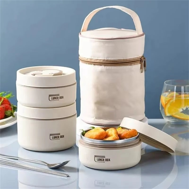 Lunch Box Portable Insulated Lunch Container Set Stackable Bento Stainless Steel Lunch Container Outdoor Picnic Box