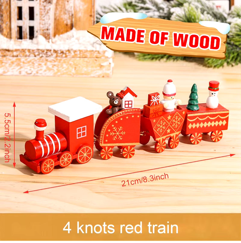 Christmas Wooden Train 2023 Xmas Ornament Merry Christmas Decorations for Home Cristmas Navidad Noel Gifts Happy New Year 2024