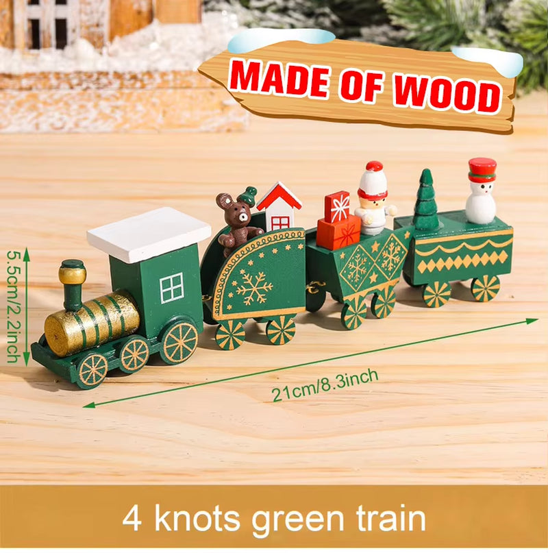 Christmas Wooden Train 2023 Xmas Ornament Merry Christmas Decorations for Home Cristmas Navidad Noel Gifts Happy New Year 2024