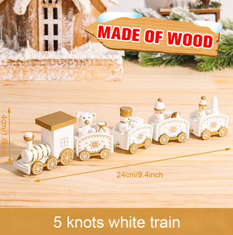 Christmas Wooden Train 2023 Xmas Ornament Merry Christmas Decorations for Home Cristmas Navidad Noel Gifts Happy New Year 2024