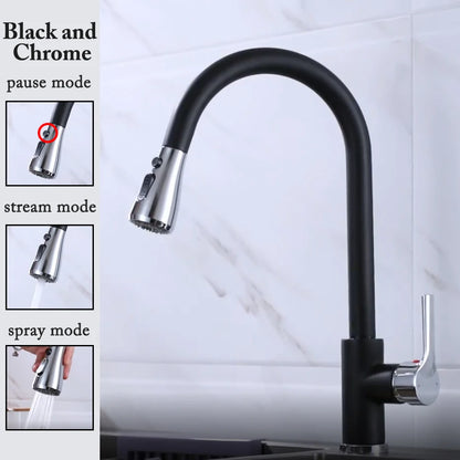 Kitchen Faucet Black Kitchen Tap Pull Out Kitchen Sink Mixer Tap Brushed Nickle Stream Sprayer Head Chrome Kitchen Water Tap