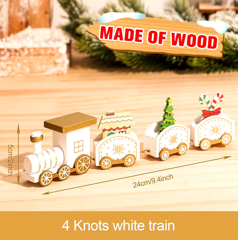 Christmas Wooden Train 2023 Xmas Ornament Merry Christmas Decorations for Home Cristmas Navidad Noel Gifts Happy New Year 2024