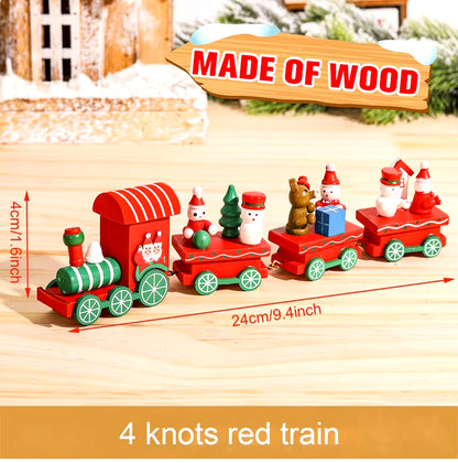 Christmas Wooden Train 2023 Xmas Ornament Merry Christmas Decorations for Home Cristmas Navidad Noel Gifts Happy New Year 2024