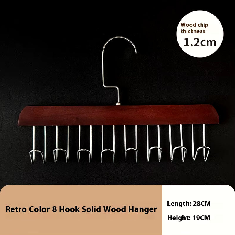 1Pc Solid Wood Clothes Drying Rack 8 Hooks Multi Purpose Clothes and Pants Hooks Portable Home Apartment Clothes Hanger