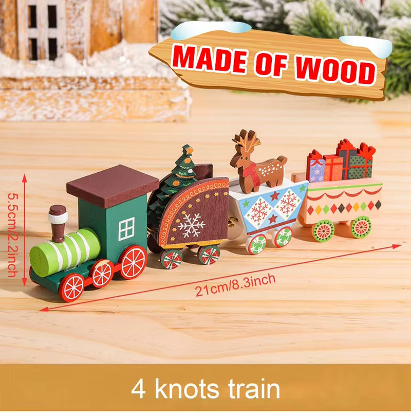 Christmas Wooden Train 2023 Xmas Ornament Merry Christmas Decorations for Home Cristmas Navidad Noel Gifts Happy New Year 2024