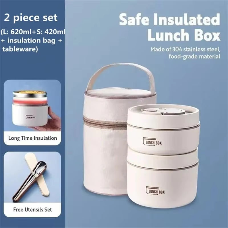 Lunch Box Portable Insulated Lunch Container Set Stackable Bento Stainless Steel Lunch Container Outdoor Picnic Box