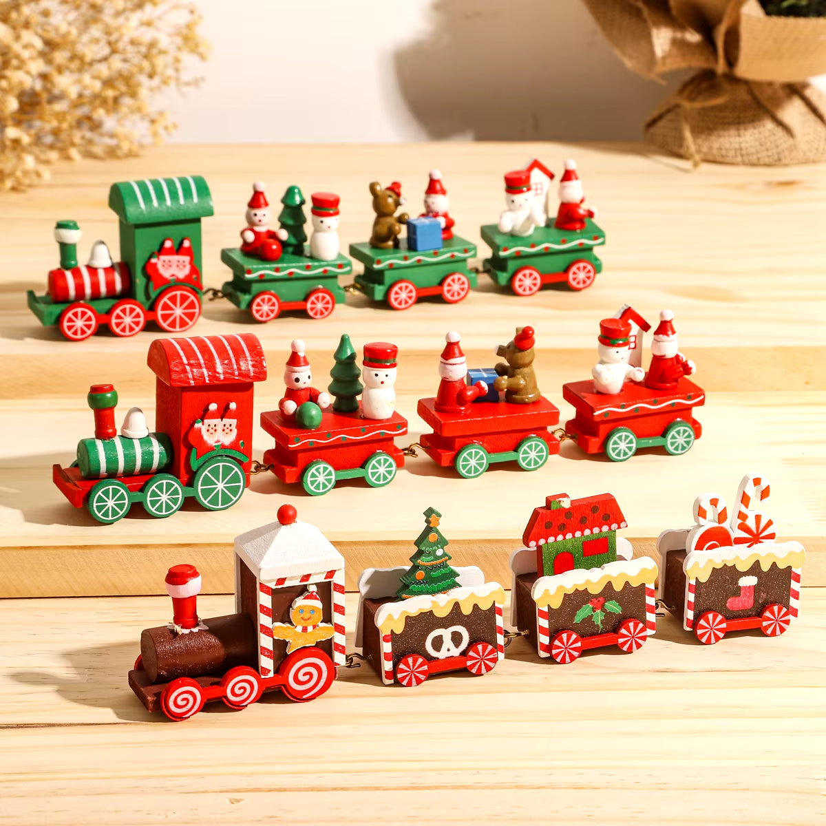 Christmas Wooden Train 2023 Xmas Ornament Merry Christmas Decorations for Home Cristmas Navidad Noel Gifts Happy New Year 2024