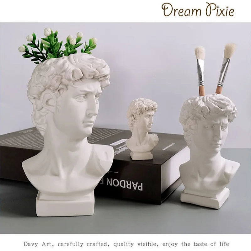 Ins Nordic David Vase Hydroponic Vase Ornaments Flower Pot Makeup Brush Storage Bucket Photo Props Vintage Home Decoration