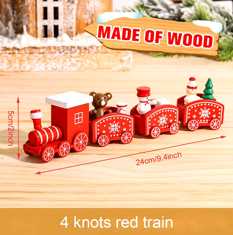 Christmas Wooden Train 2023 Xmas Ornament Merry Christmas Decorations for Home Cristmas Navidad Noel Gifts Happy New Year 2024