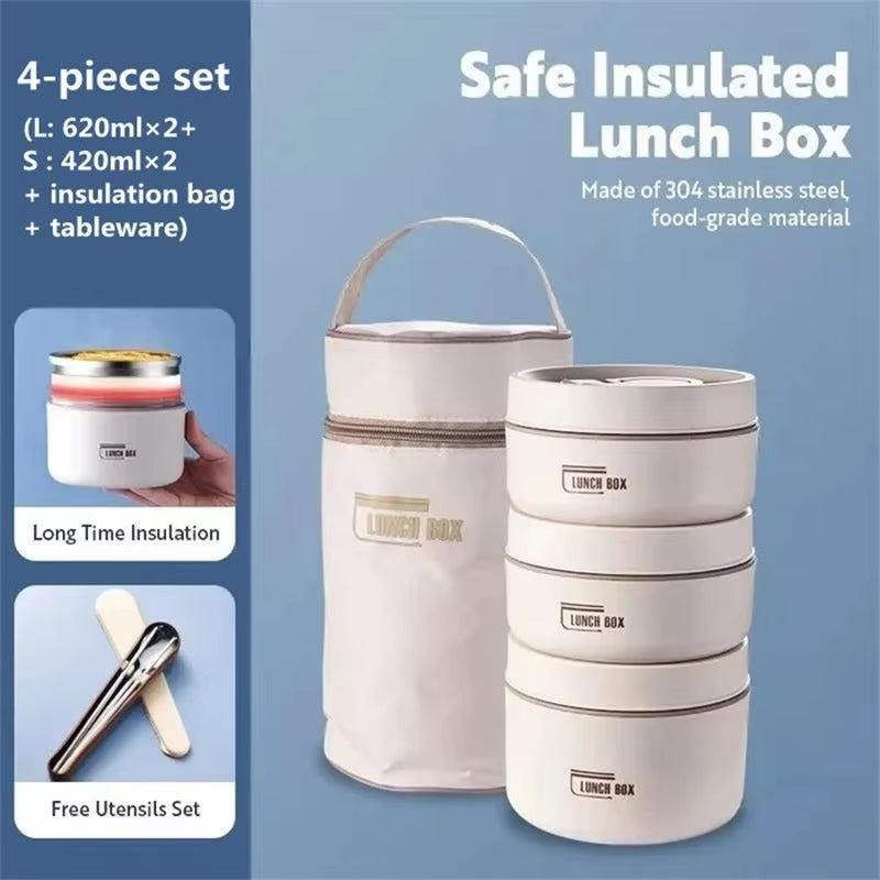 Lunch Box Portable Insulated Lunch Container Set Stackable Bento Stainless Steel Lunch Container Outdoor Picnic Box