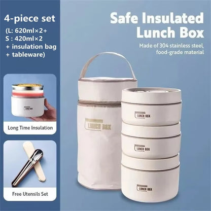 Lunch Box Portable Insulated Lunch Container Set Stackable Bento Stainless Steel Lunch Container Outdoor Picnic Box