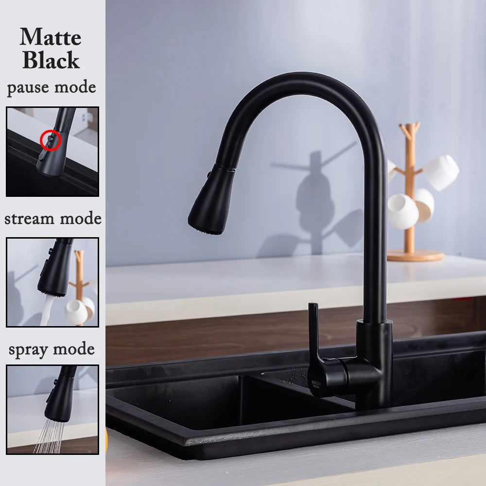 Kitchen Faucet Black Kitchen Tap Pull Out Kitchen Sink Mixer Tap Brushed Nickle Stream Sprayer Head Chrome Kitchen Water Tap