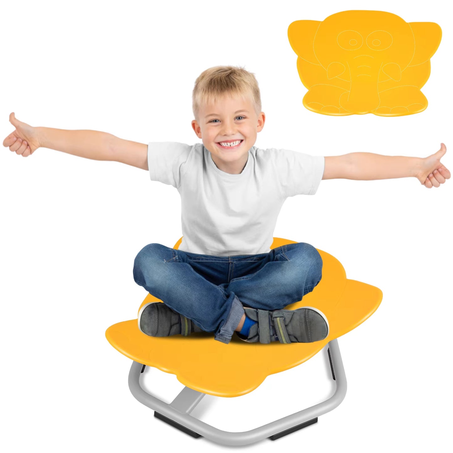 Metal Base Sensory Toys Chair for Kids,Elephant Sit and Spin Swivel Chair for Toddlers,Spinning Chair,Spinning Chair Wobble Chai