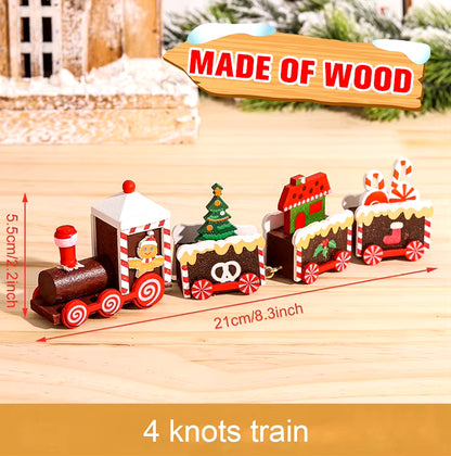 Christmas Wooden Train 2023 Xmas Ornament Merry Christmas Decorations for Home Cristmas Navidad Noel Gifts Happy New Year 2024