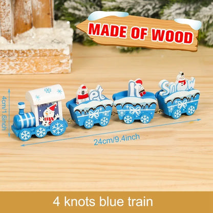 Christmas Wooden Train 2023 Xmas Ornament Merry Christmas Decorations for Home Cristmas Navidad Noel Gifts Happy New Year 2024