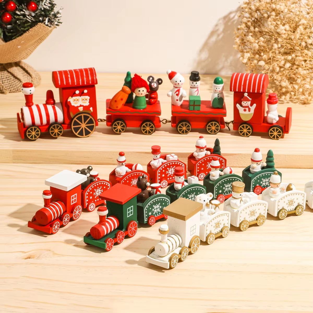 Christmas Wooden Train 2023 Xmas Ornament Merry Christmas Decorations for Home Cristmas Navidad Noel Gifts Happy New Year 2024