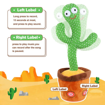 Kids Dancing Talking Cactus Toys Singing Mimicking Recording Repeating What You Say Cactus Plush Toy with 120 Song Dancing Smart