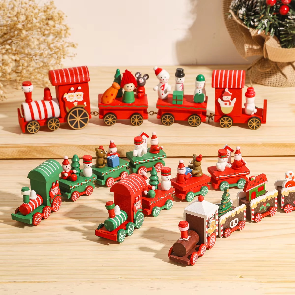 Christmas Wooden Train 2023 Xmas Ornament Merry Christmas Decorations for Home Cristmas Navidad Noel Gifts Happy New Year 2024