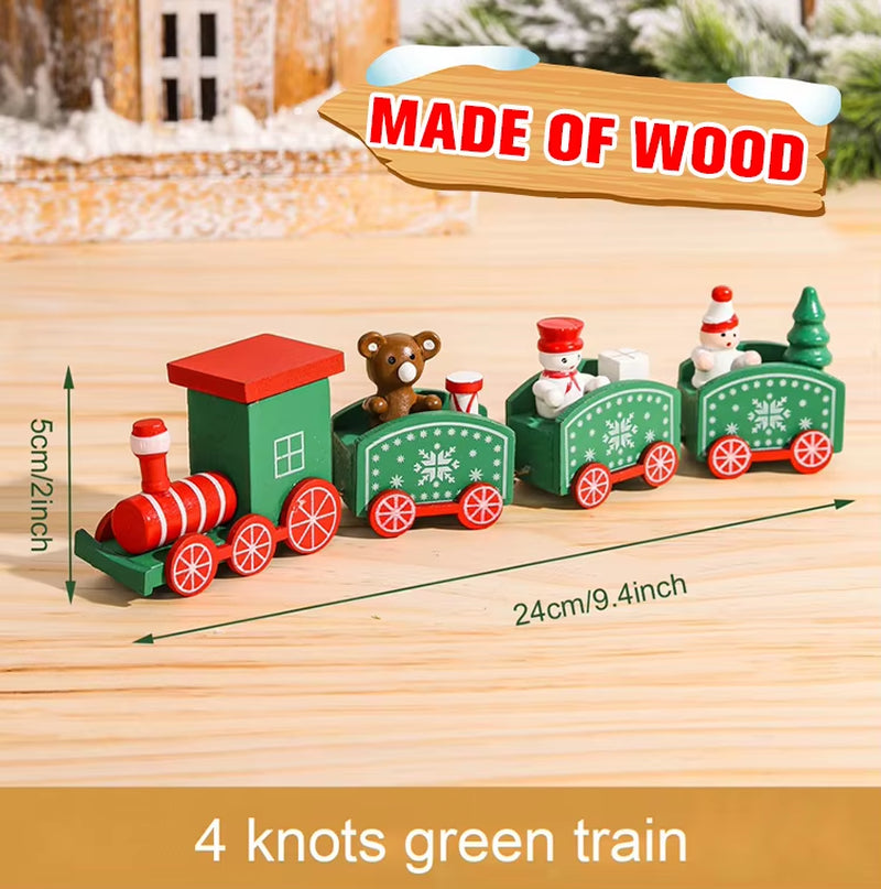 Christmas Wooden Train 2023 Xmas Ornament Merry Christmas Decorations for Home Cristmas Navidad Noel Gifts Happy New Year 2024