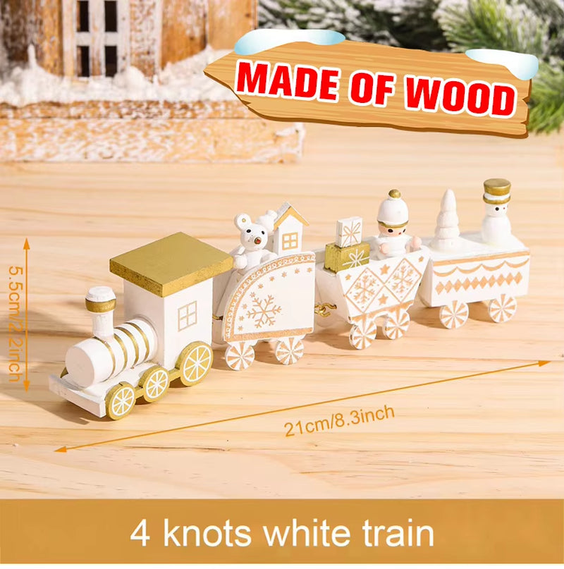 Christmas Wooden Train 2023 Xmas Ornament Merry Christmas Decorations for Home Cristmas Navidad Noel Gifts Happy New Year 2024